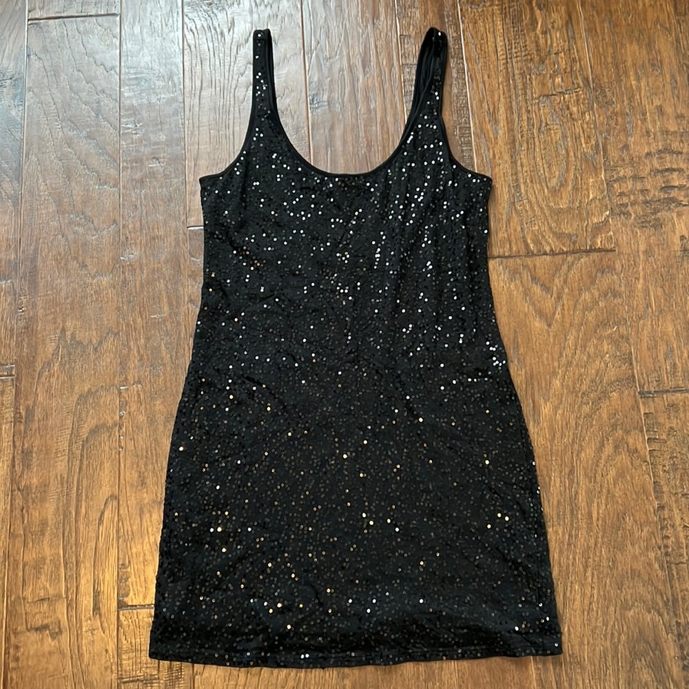 Express black sequin mini dress